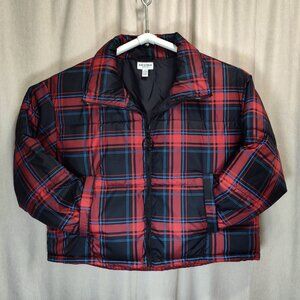 Arizona Jean Company Puffer Jacket Plaid Womens Size XL Full Zip